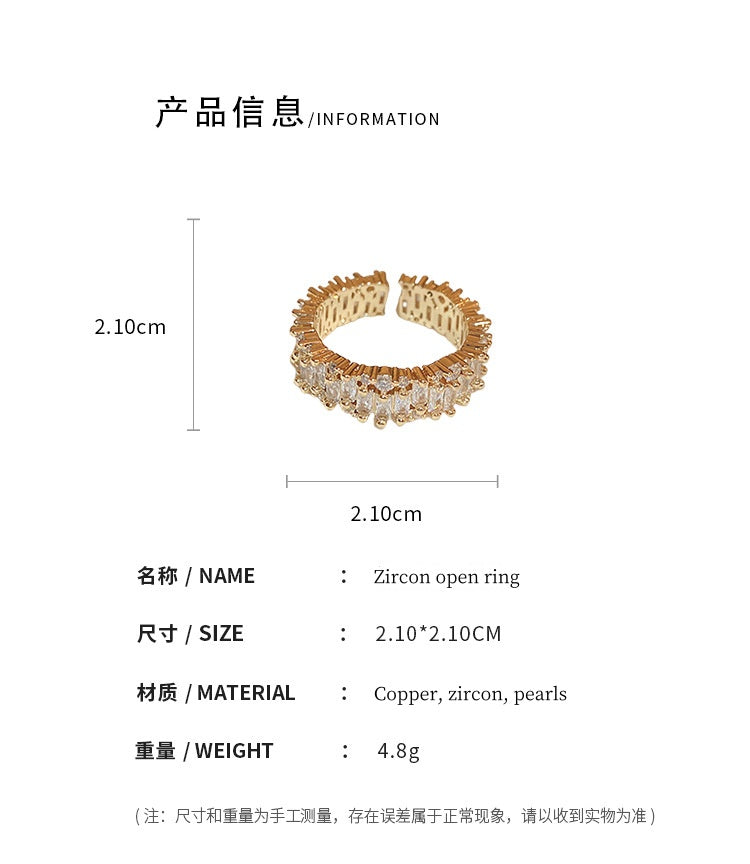 Pearl Zircon letter open-ended ring Won't fade