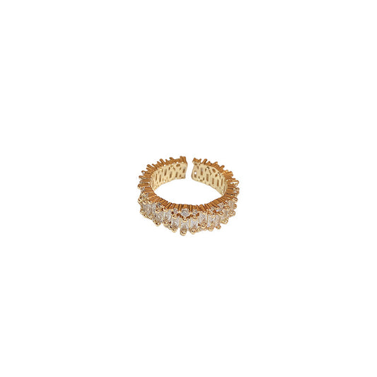 Pearl Zircon letter open-ended ring Won't fade