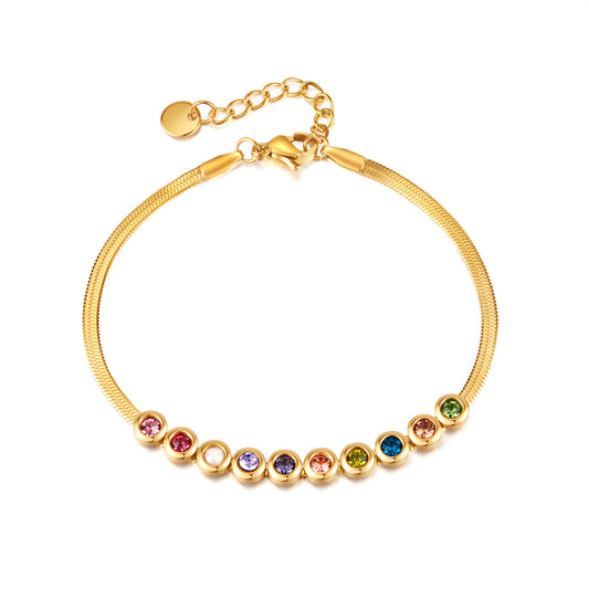 Stainless steel colored zircon bracelets will not fade